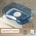 Blue transparent portable hair washing basin for bed use with 74cm drainage tube - Upgraded Blue PP Basin + Drain Pipe + Hook + Headrest + Neck Pad