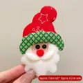 Cute Santa Claus felt brooch gift badge with white beard, measures 9.6cm by 6.2cm - Green Trim Snowflake Hat Santa Brooch
