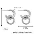 Geometrische Creolen aus silberfarbenem Edelstahl mit dekorativem Knotendetail - Knotenschleife Stecker Stil (F1095-Stahlfarbene Ohrringe)