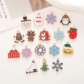 Lot de 17 breloques de Noël en alliage avec Père Noël, sapin et motifs variés - 17 Pcs/Set / Lot de 17 Mixte (Base Or)
