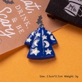 Blue wizard robe charm with moon and star details for Halloween jewelry making - Blue Robe Charm