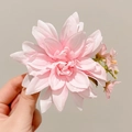 Pince à cheveux élégante fleur en organza rose tendre avec pétales multicouches - 1# Rose Environ 11cm