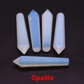 Set of five polished synthetic opalite hexagonal double-pointed crystal pillars - Opal / 10*50mm