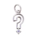 Silver copper question mark charm pendant with sparkling cubic zirconia stone - L75 Question Mark / White Gold