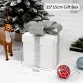 White 15cm Christmas gift box with silver glitter ribbon and bow for festive decor - 15cm (Silver Ribbon) White Gift Box
