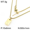 Golden stainless steel rectangle pendant necklace with letter L engraving and box chain - Gold Letter L Style (KN293704-Z)