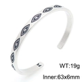 Silver devil's eye punk skull C-shaped bangle for men, weight 19g and inner 63x6mm size - Evil Eye Pattern Style (KB209302-LU)