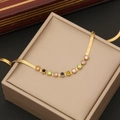 Golden stainless steel herringbone chain set with multicolored stones in a gift box - 1# Necklace