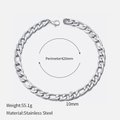 Silver stainless steel Cuban link necklace with 10mm width and 420mm length in silver finish - 10mm-42cm / Silver