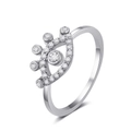 Elegant silver evil eye open ring featuring zircon pavé setting and a central main stone - White Gold Evil Eye