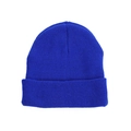 Berretto in maglia acrilica blu reale a coste con risvolto classico invernale - Taglia unica(56-58cm) / Blu