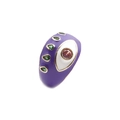 Französischer Evil Eye Ring mit lila Emaille und grünen Tropfen-Edelstein-Akzenten - Einstellbar Offen / Lila