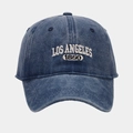 Vintage navy washed denim baseball cap with white Los Angeles 1950 embroidery - Navy Blue