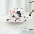 Détail du chapeau de soleil en coton pour enfants avec imprimé château et mentonnière réglable - Blanc-Château Dinosaure Rose