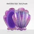Starry purple shell-shaped hairbrush with glitter finish and massage bristles - Shell Glitter / Starry Purple