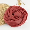 Breathable dark red cotton linen scarf in a soft draped style for sun protection - 190x100cm / Light Jujube Red