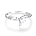 Minimalist S925 sterling silver fishtail ring with high-polished glossy finish - Platinum-FDJZ-243