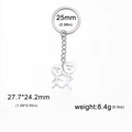 Funny matchstick figure stainless steel keychain for couples with size measurements - Hugging Face Figure / Steel