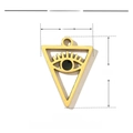 Detailspezifikationen für goldener Dreieck-Augenanhänger aus Edelstahl und Emaille - Hohles Dreieck Auge