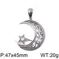 Pendente luna e stella in argento antico con intarsio in zircone scintillante - Pendaglio Luna e Stella (KP59644-BD)