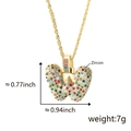 Gold letter W necklace pendant with colorful zircon stones measuring 0.77x0.94 inches - Letter W