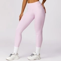 Pantaloni da yoga push-up a vita alta da donna in rosa chiaro con tessuto elasticizzato - S / Rosa Lilla