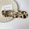 Tortoiseshell acetate rectangular hair clip with gold France Handmade lettering - Floral Coffee