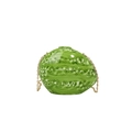 Unique watermelon-shaped acrylic clutch bag in green with gold chain strap - Green
