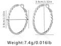 Detailansicht silberner gedrehter Creolen mit 3,9 cm Durchmesser und 7,4 g Gewicht - Glänzend Silberner Gedrehter Ringstil (KE0997-7) / 18K-Gold