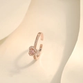 Macro shot of rose gold heart ring with pink zircon and micro-pave crystals detail - Rose Gold JZ1075 (Heart Pink Zirconia)