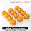Set of 12 orange artificial pumpkins for Halloween decor, size 7.5x6.5cm each - Premium Pumpkin (Yellow) 12pcs