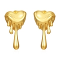 Vintage 18K vergulde roestvrijstalen hart oorbellen met een uniek smelteffect ontwerp - Gesmolten Hart (MS-469) / Goud
