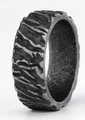 Industrial punk style black Viking ring with tree bark texture on stainless steel - US 7 / Style 1 (Vintage Bark Lava Texture)