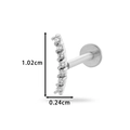 Zilveren rvs hart-kroon labret met heldere zirkonia, afmeting 1,02 cm bij 0,24 cm - Gebogen Rij (HSPJ0154-2#) / Zilver