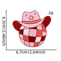 Pink cowgirl hat and disco ball patch showing 6.3cm height and 6.7cm width dimensions - Hat Disco Ball Style (6#)