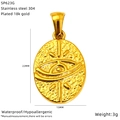 Detailed dimension guide for 18K gold plated sun oval pendant in 304 stainless steel - Oval All-Seeing Eye (SP623G)