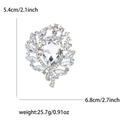 Silver alloy rhinestone brooch with glass details, size 5.4cm by 6.8cm, weight 25.7g - Silver