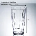 Transparent 490ml faceted acrylic tumbler with geometric diamond cut pattern - 490ml / Large / Clear