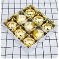 9-piece golden Christmas ball ornaments with white silk-printed reindeer and snowman - Gold