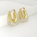 Minimalistische U-förmige goldene Metall- und transparente bunte Harz-Creolen für Damen - 18k Transparent