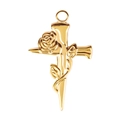 Anhänger aus 304 Edelstahl mit 18k Goldbeschichtung und geprägtem Rosendetail - Gold