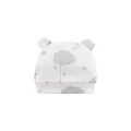 Newborn cotton baby hat with gray cloud print and cute ears on white background - Cloud