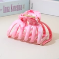 Pink marble texture ABS shark hair claw clip with gold spring for women styling - #11abs Dark Pink - Octopus / Bulk (No Packaging)