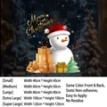 Pegatina estática navideña de muñeco de nieve y árbol con texto Merry Christmas - Pequeño 40x40cm