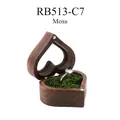 Handmade heart-shaped walnut wood ring box with natural green moss and silver ring - Heart Slot-Window Lid-Non-Customized / Moss Green