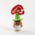 Handmade crochet carnation potted plant with red flower and a Thank You message card - Carnation Potted Red Gradient (No Base)