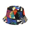 Fashionable reversible bucket hat with colorful abstract geometric pattern for sun protection - M (56-58cm) / Multi-color Abstract Geometric