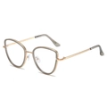 Cat-Eye Blaulichtfilter Brille aus Metall in Grau-Transparent und Gold-Finish - Gold Grau