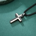 Collier pendentif croix bicolore or et noir en acier inoxydable avec chaîne noire - Pendentif Couleur Or Rose avec Chaîne à Perles Noire