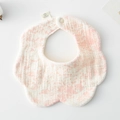 Pink floral petal-shaped 100% cotton baby bib with snap closure and soft texture - Gauze Flower Scarf - Pink